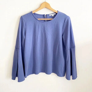 Green Envelope periwinkle blue long bell flared sleeve top size L